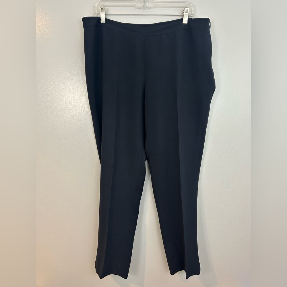 Lafayette 148 Bleeker Dark Blue Woven Trouser Dress Pants Size 16